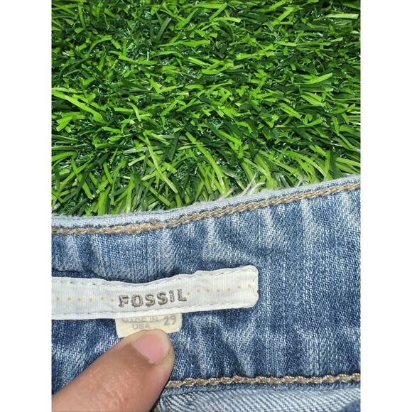 FOSSIL Women’s 29 Slim Boyfriend Jean Cut Blue Denim Jeans Stretch Low Rise - Picture 4 of 7